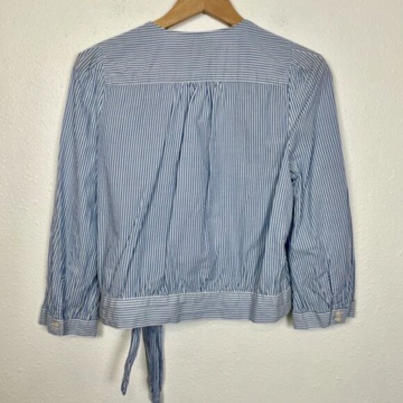 MADEWELL Wrap Top in Indigo Stripe Size: Large - Picture 5 of 8